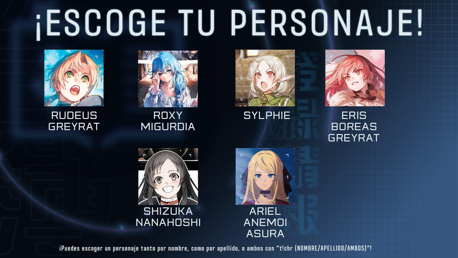 V1.1.0 Añadidos 6 personajes de Mushoku Tensei al bot